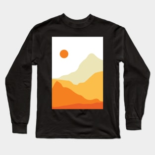 Minimalist Modern Mountainous Landscape Graphic Design Long Sleeve T-Shirt